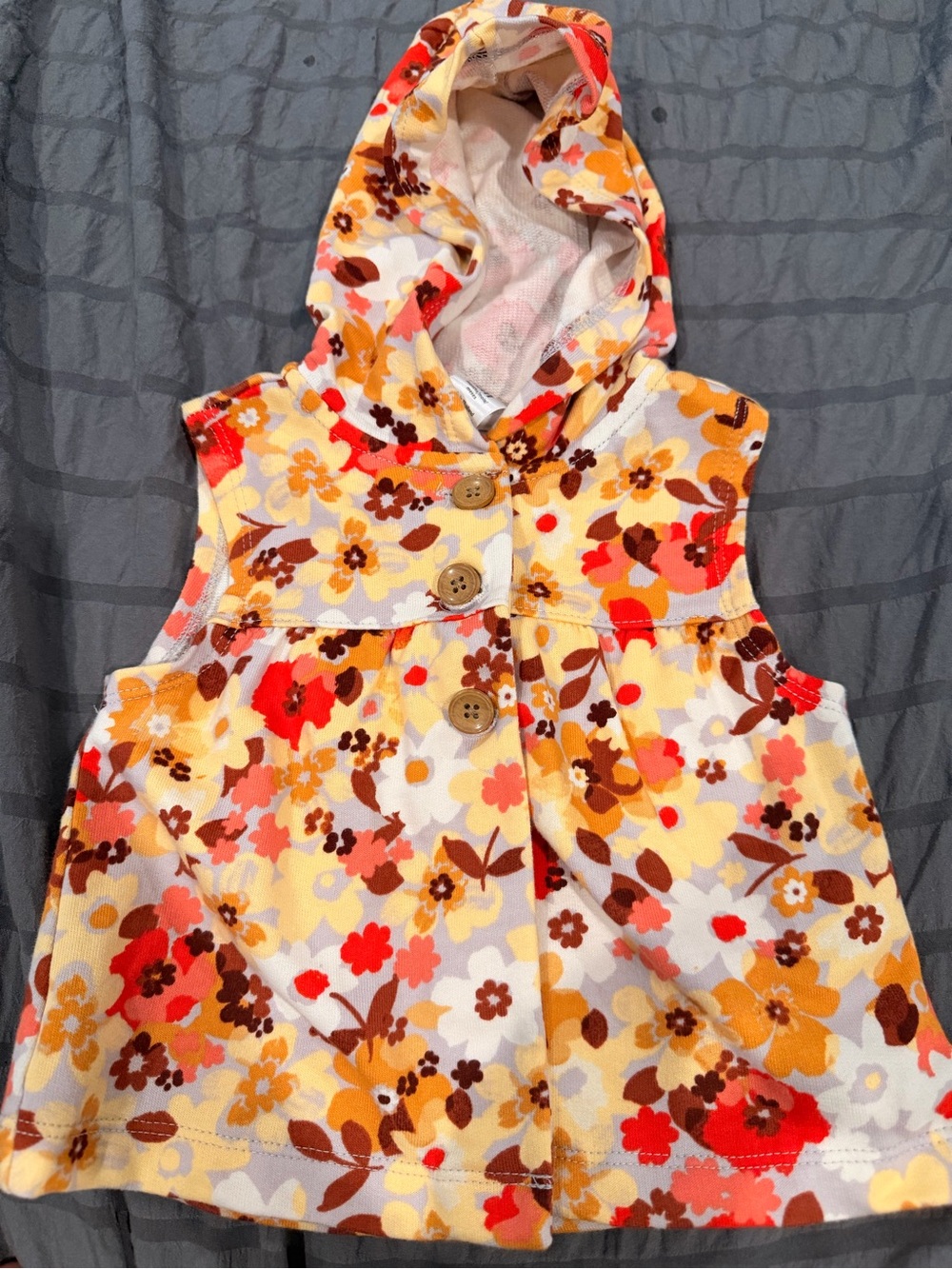Carters fall hooded autumn floral mid button down 100% cotton vest